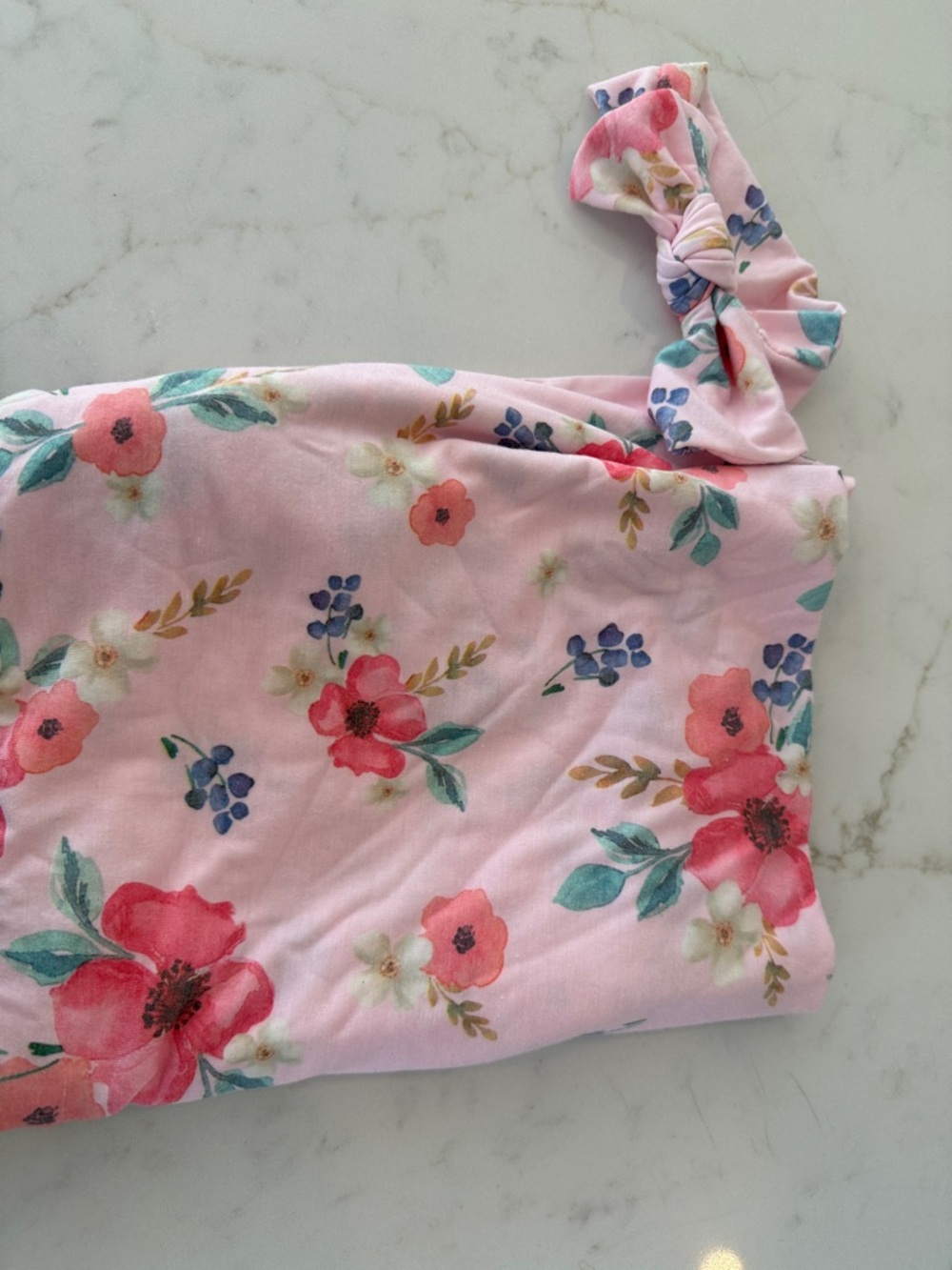 Pink Floral newborn swaddle with matching headband